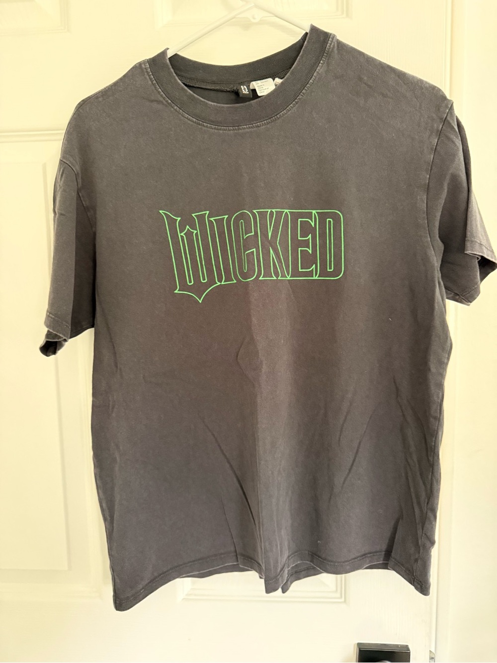 H&M Charcoal T-Shirt with Neon Green "Wicked" Graphic